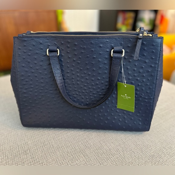 KATE SPADE Bristol Drive Ostrich Loden French Navy - Picture 2 of 6